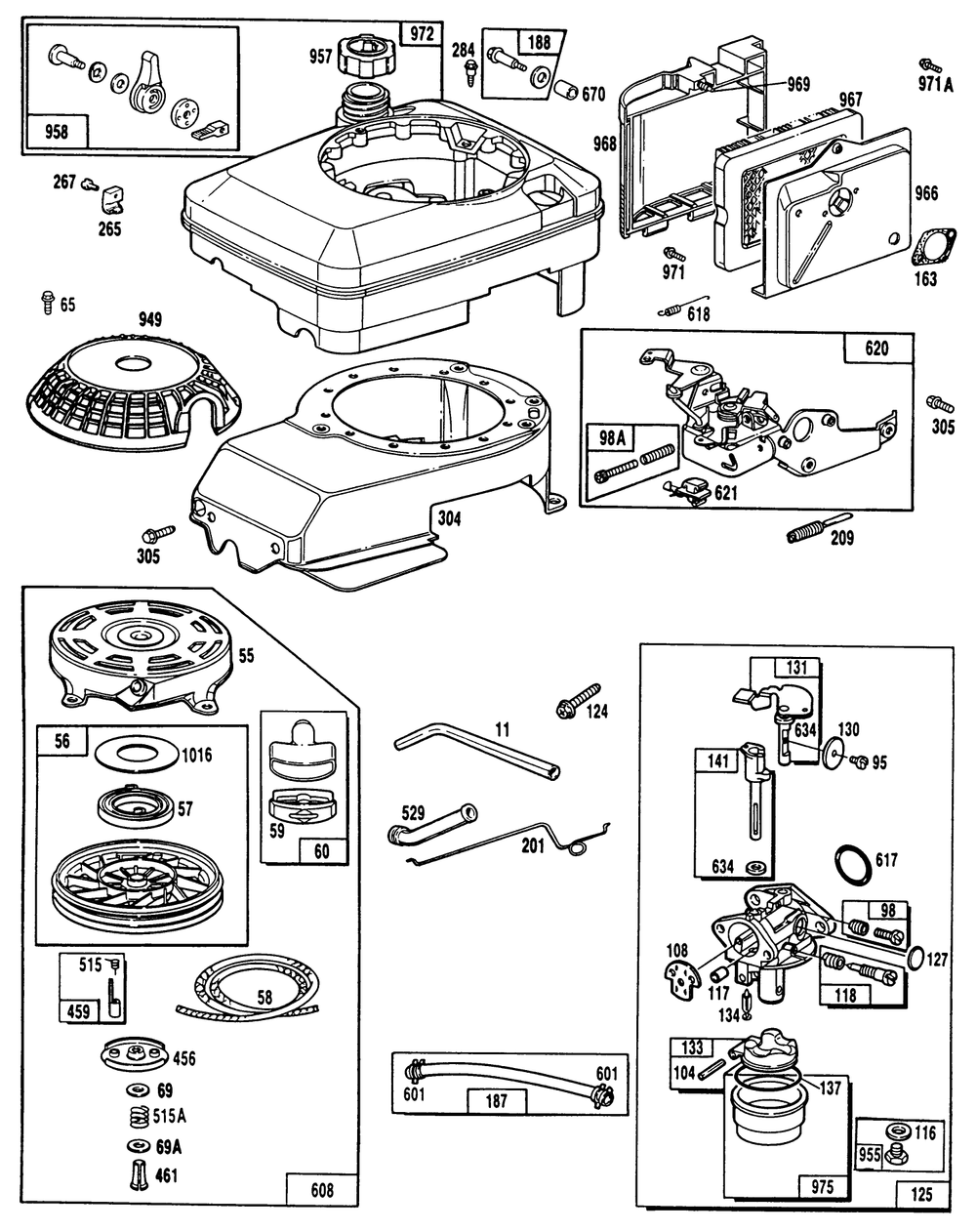 Engine Briggs & Stratton Model No. 122702-0142-01 Diagram and Parts List for 20900 0000001 - 0999999 Toro Lawn Mower