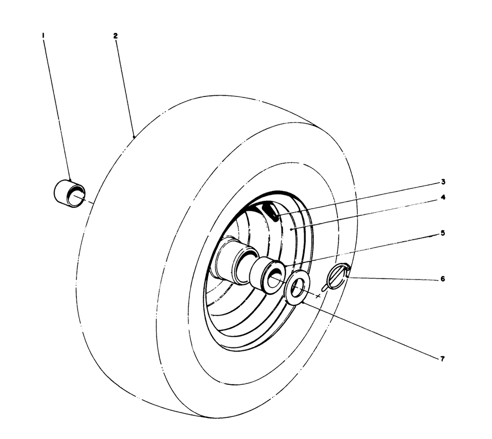 Wheel Assembly Diagram and Parts List for 38090 7000001 - 7999999 Toro Snow Blower