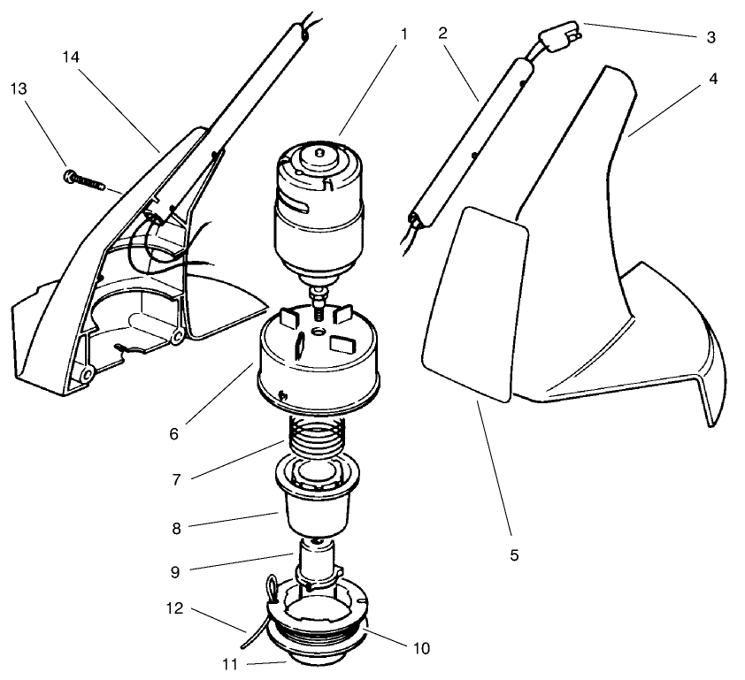 Motor Housing Assembly Diagram and Parts List for 51556 79000001 - 79999999 Toro Trimmer