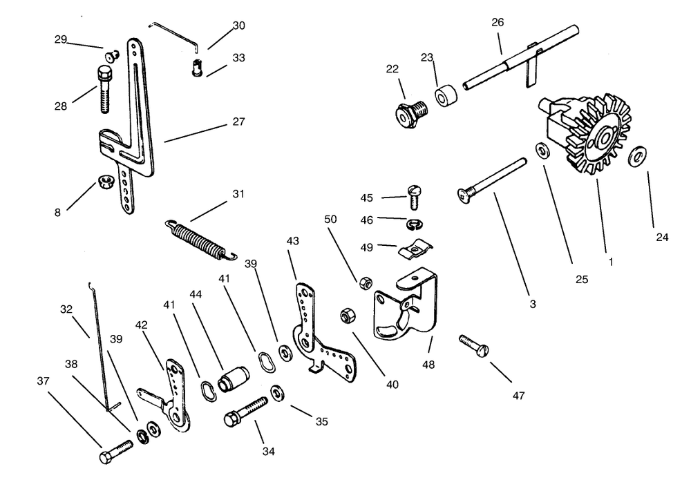 Governor Linkage Diagram and Parts List for 73403 7900001 - 7999999 Toro Lawn Tractor