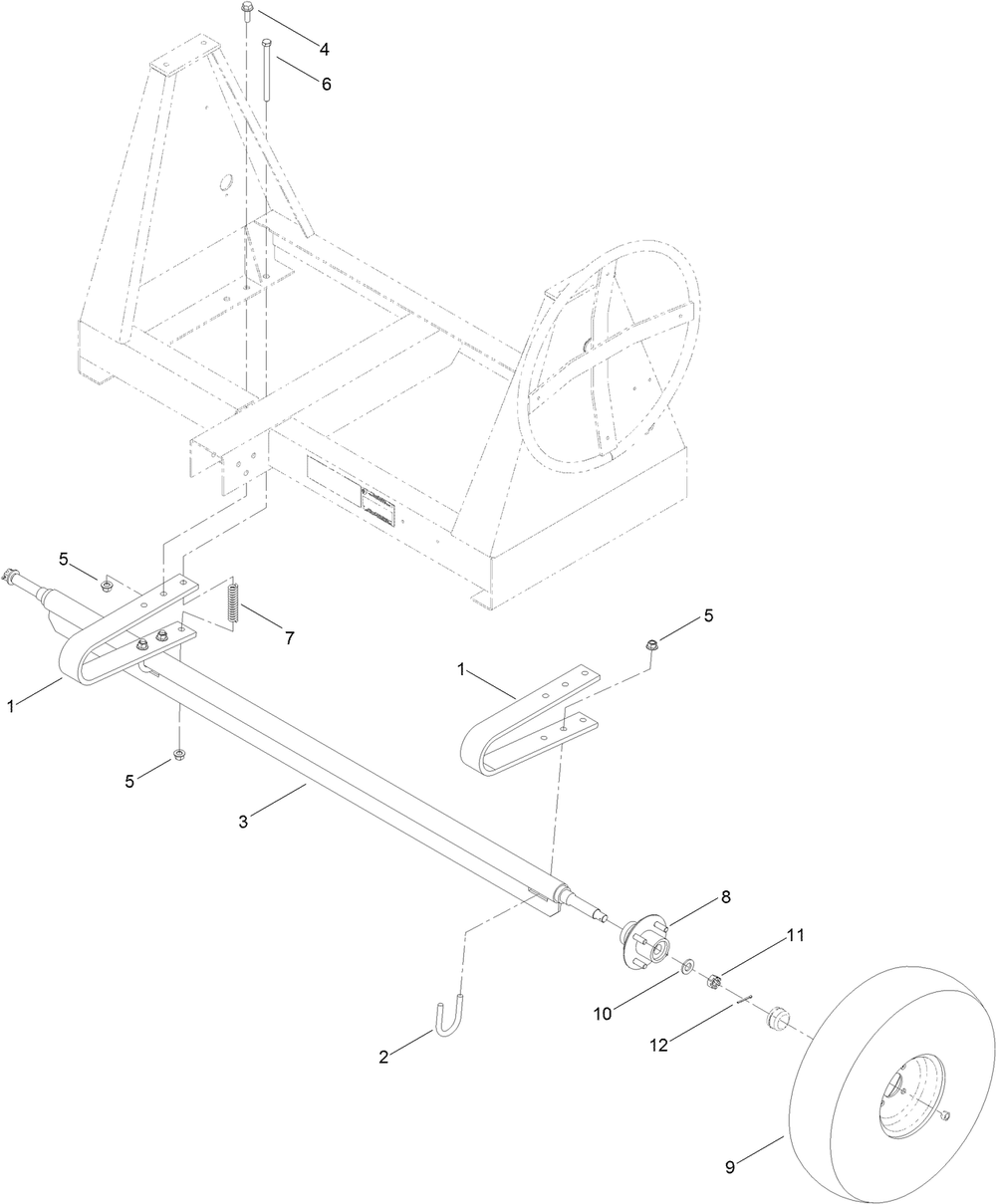 Axle Assembly Diagram and Parts List for 68008 400000000 - 401999999 Toro Cement Mixer