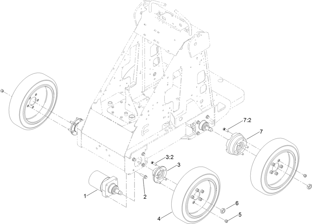 Wheel Assembly Diagram and Parts List for 22218 407600000 - 411799999 Toro Lawn Tractor Accessories