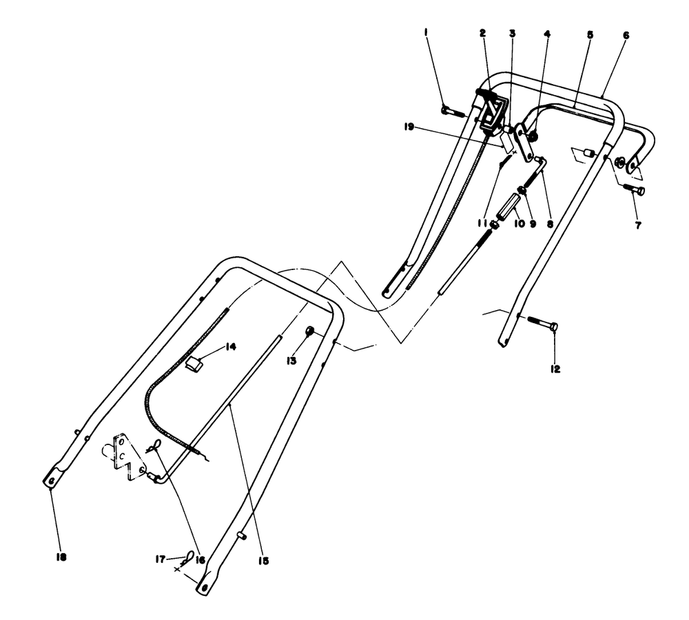 Handle Assembly Diagram and Parts List for 23158 2000001 - 2999999 Toro Lawn Mower