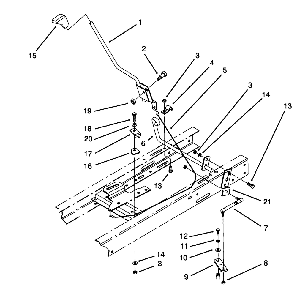 Shift Assembly Diagram and Parts List for 71182 4900001 - 4999999 Toro Lawn Tractor
