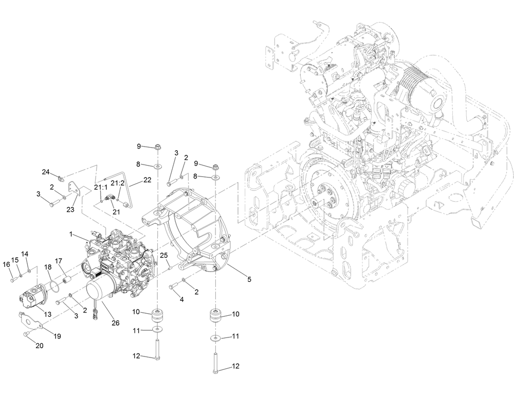 Transmission Assembly Diagram and Parts List for 74072 403226744-404399999 Toro Lawn Mower