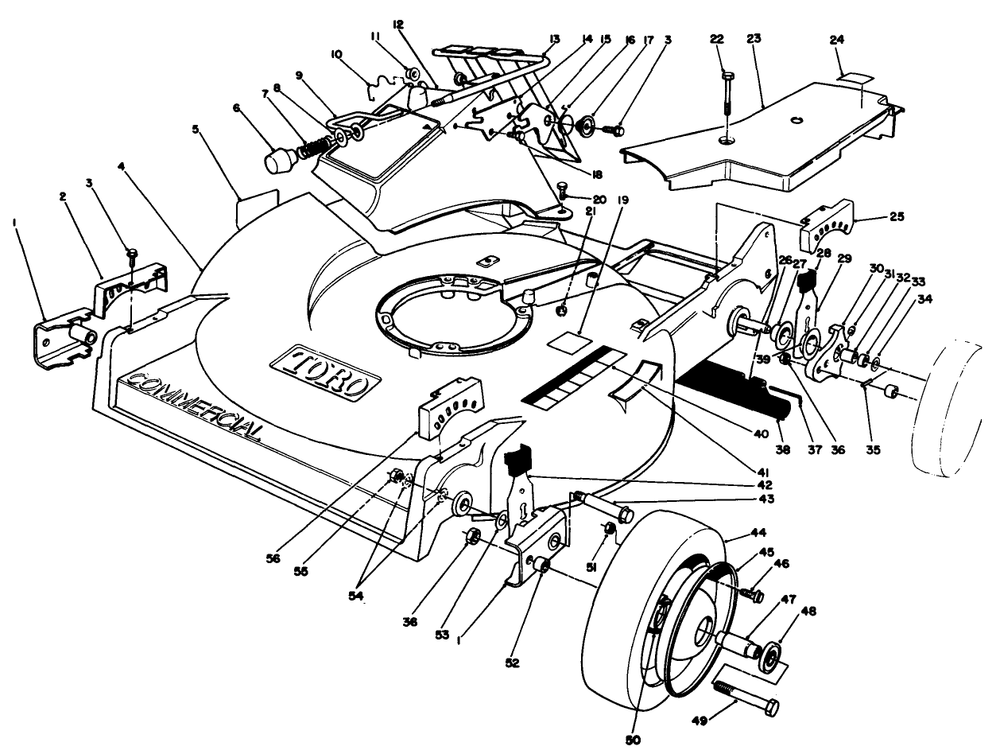 Housing Assembly (Model 22030) Diagram and Parts List for 22030 9000001 - 9999999 Toro Lawn Mower