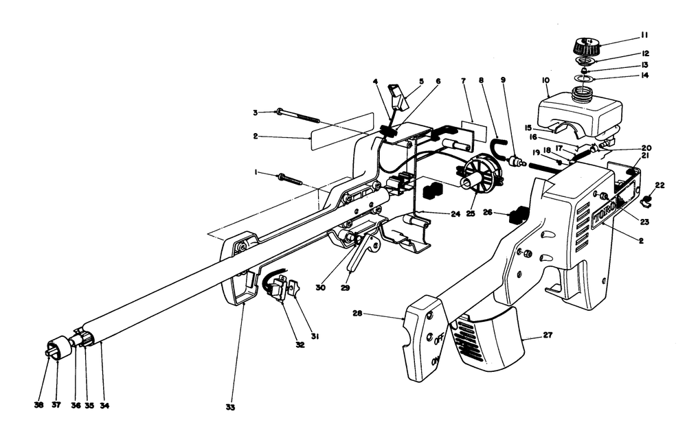 Engine Housing Assembly Diagram and Parts List for 51616 4000001 - 4999999 Toro Trimmer