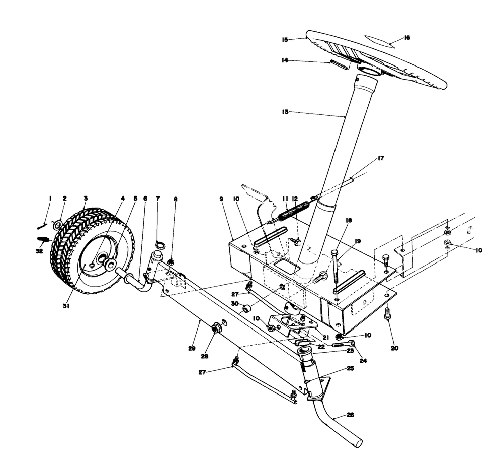 Front Axle Assembly Diagram and Parts List for 56022 5000001 - 5999999 Toro Lawn Tractor