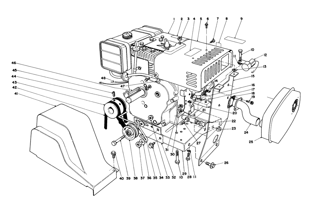 Engine Assembly Diagram and Parts List for 38095 3000001 - 3999999 Toro Snow Blower