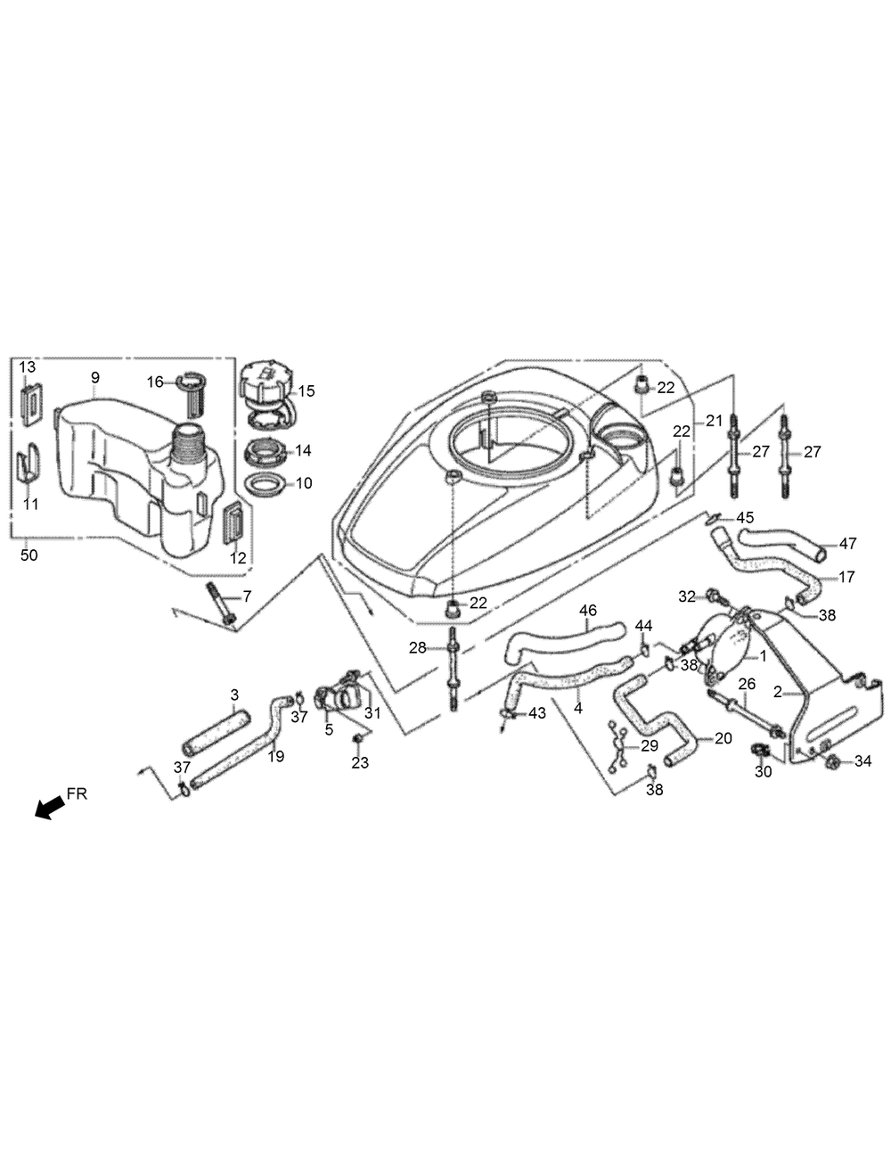 Fuel Tank And Fuel Pump Assembly Diagram and Parts List for 2611 314000001 - 314000200 Toro Lawn Tractor Accessories