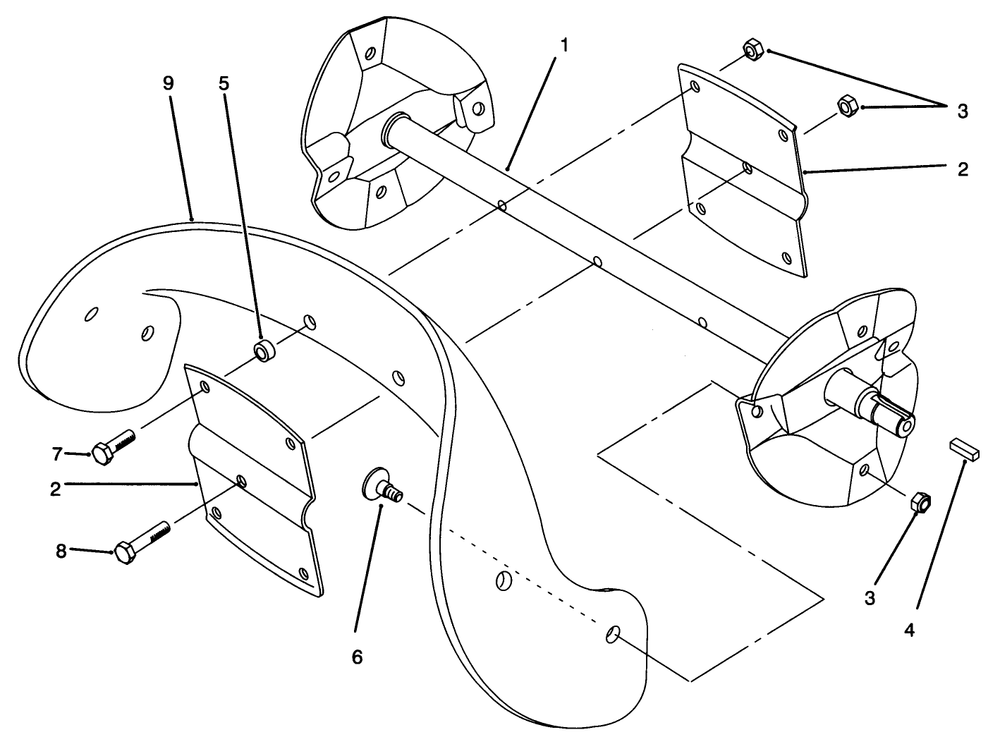 Rotor Assembly Diagram and Parts List for 38196 4900001 - 4999999 Toro Snow Blower