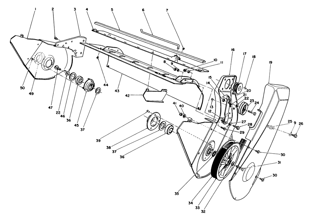 Lower Frame Assembly Diagram and Parts List for 38116 9000001 - 9999999 Toro Snow Blower