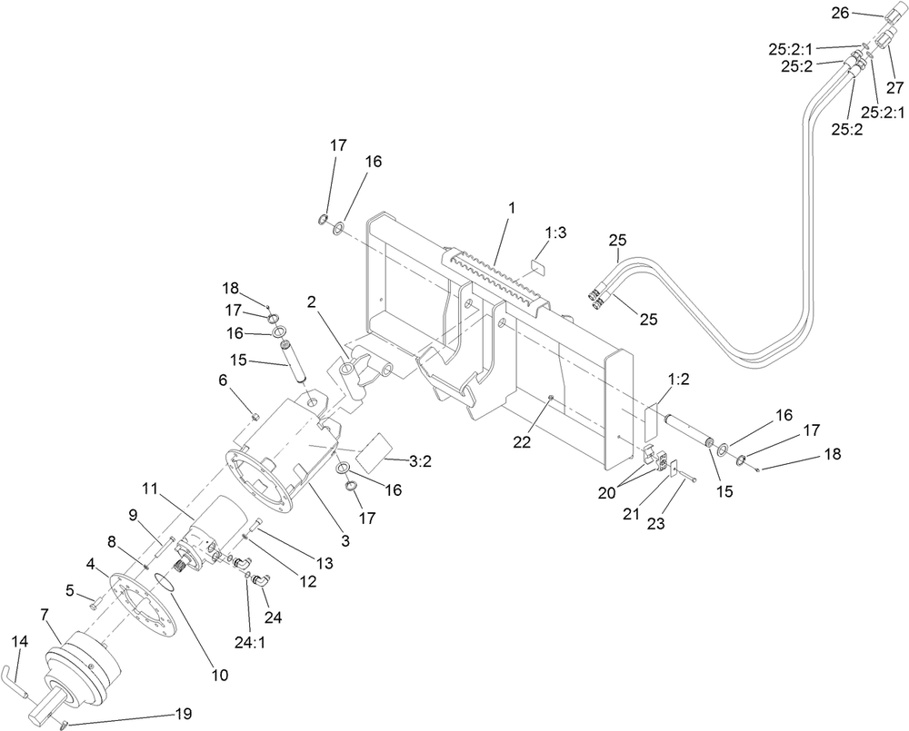 Auger Drive Assembly Diagram and Parts List for 22532 318000001 - 318999999 Toro Auger