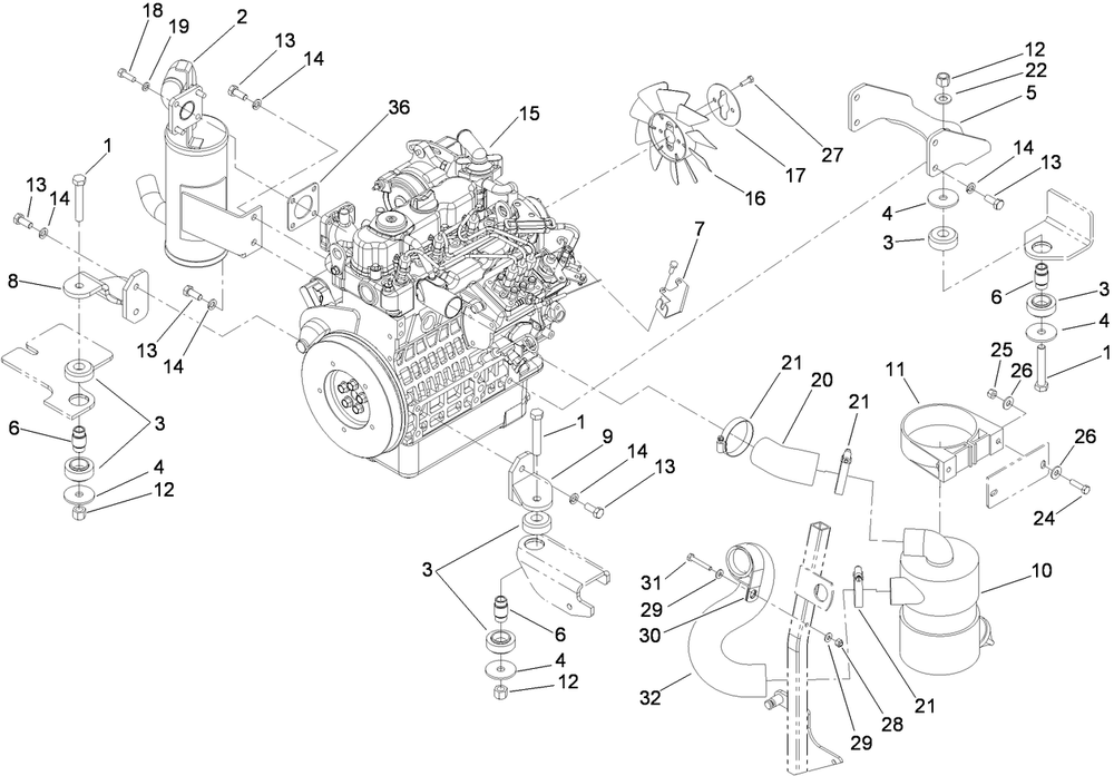 Engine, Exhaust And Air Intake Assembly Diagram and Parts List for 74267 403247200-999999999 Toro Lawn Mower