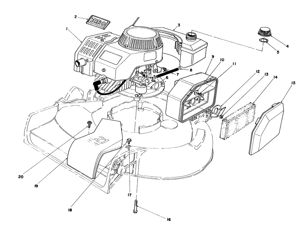 Engine Assembly Diagram and Parts List for 16780 4000001 - 4999999 Toro Lawn Mower