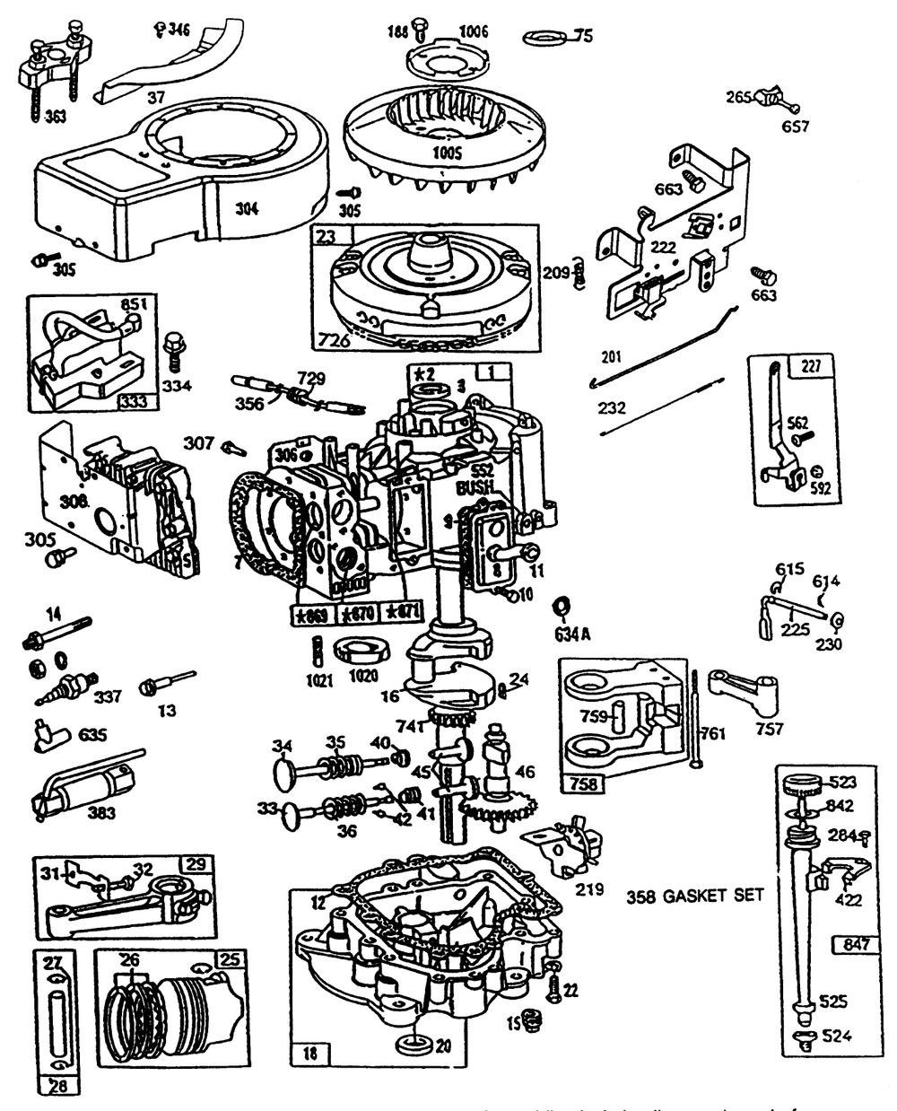 Briggs & Stratton Model No. 286707-0119-01 Diagram and Parts List for 70080 6900001 - 6999999 Toro Lawn Tractor