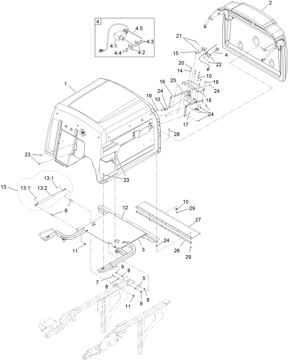 Hopper Assembly Diagram and Parts List for 74316 400000000 - 999999999 Toro Lawn Tractor
