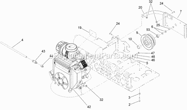 Engine And Clutch Assembly Diagram and Parts List for 74237 270000001-270999999 Toro Lawn Mower