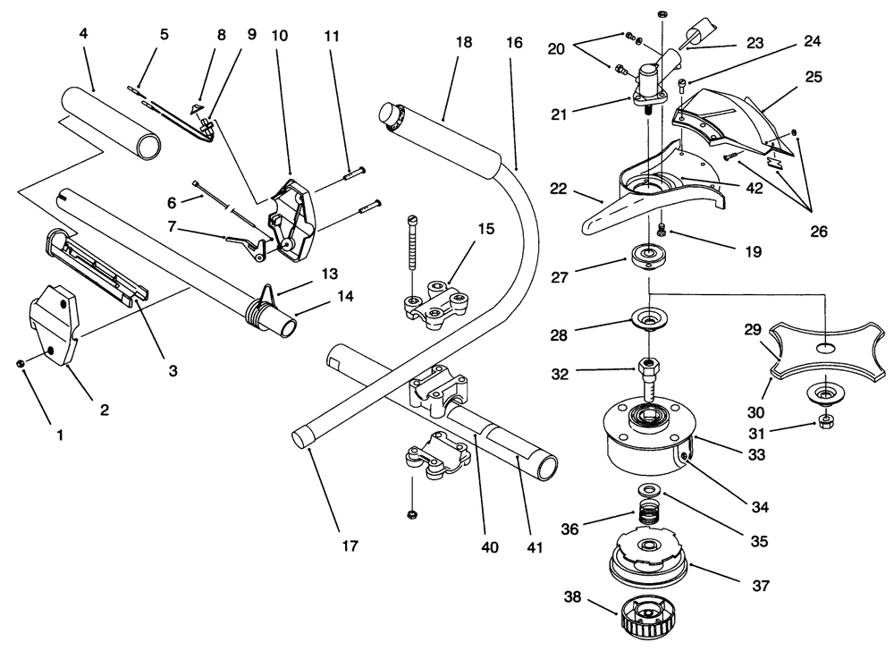 Boom And Trimmer Assembly Diagram and Parts List for 51918 990000001 - 999999999 Toro Trimmer