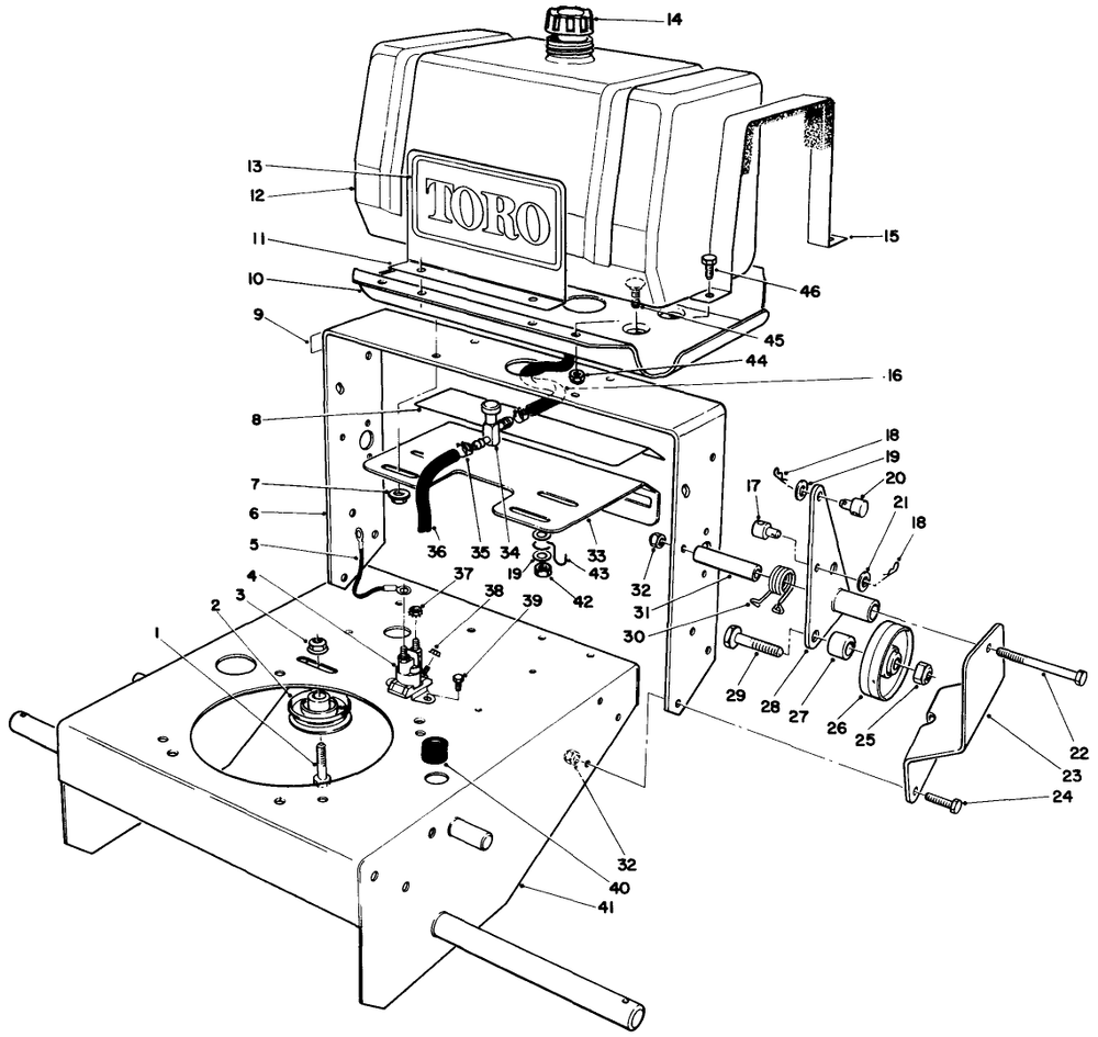 Frame Assembly Diagram and Parts List for 30116 8000001 - 8999999 Toro Lawn Tractor Accessories