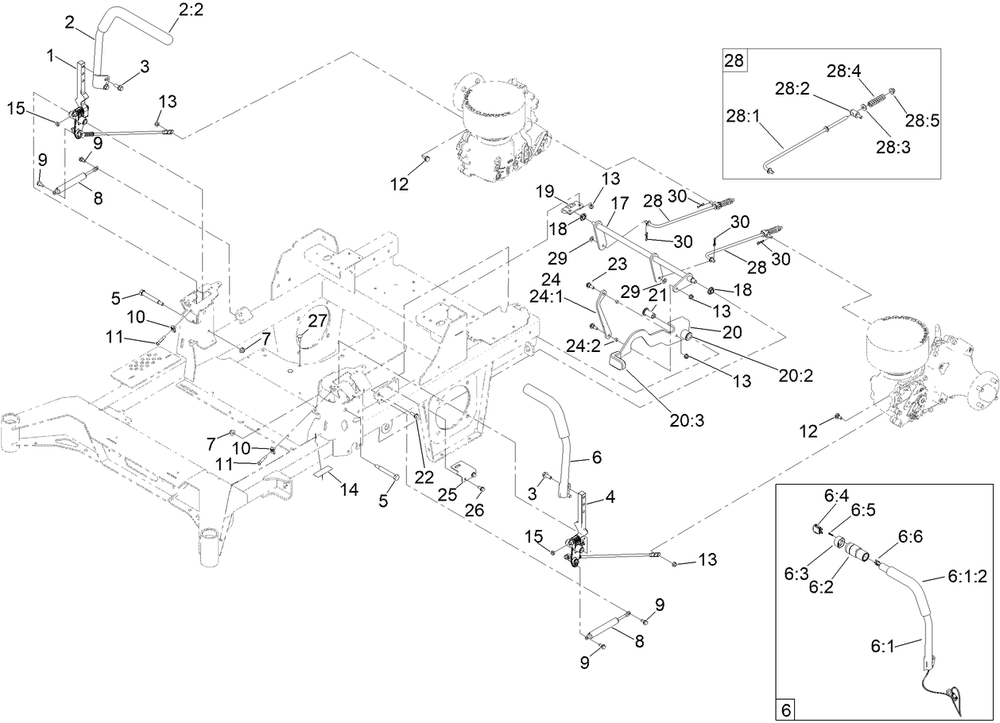 Motion Control Assembly Diagram and Parts List for 74053TE 414324427 - 414387043 Toro Lawn Tractor