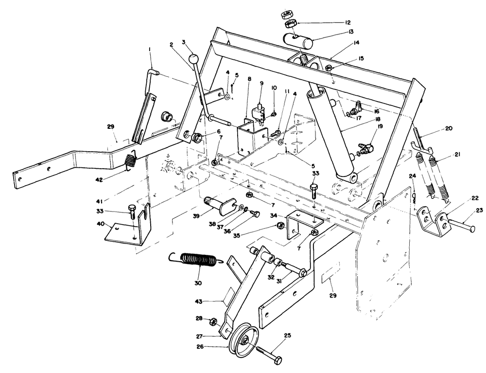 Parking Brake & Lift Frame Assembly Diagram and Parts List for 30718 2000001 - 2999999 Toro Lawn Tractor