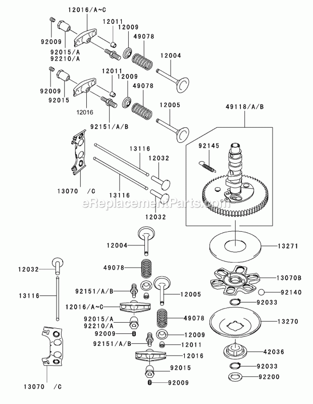 Valve/Camshaft Assembly Kawasaki Fh601v-Ds06 Diagram and Parts List for 74179 230005001-230006000 Toro Lawn Mower