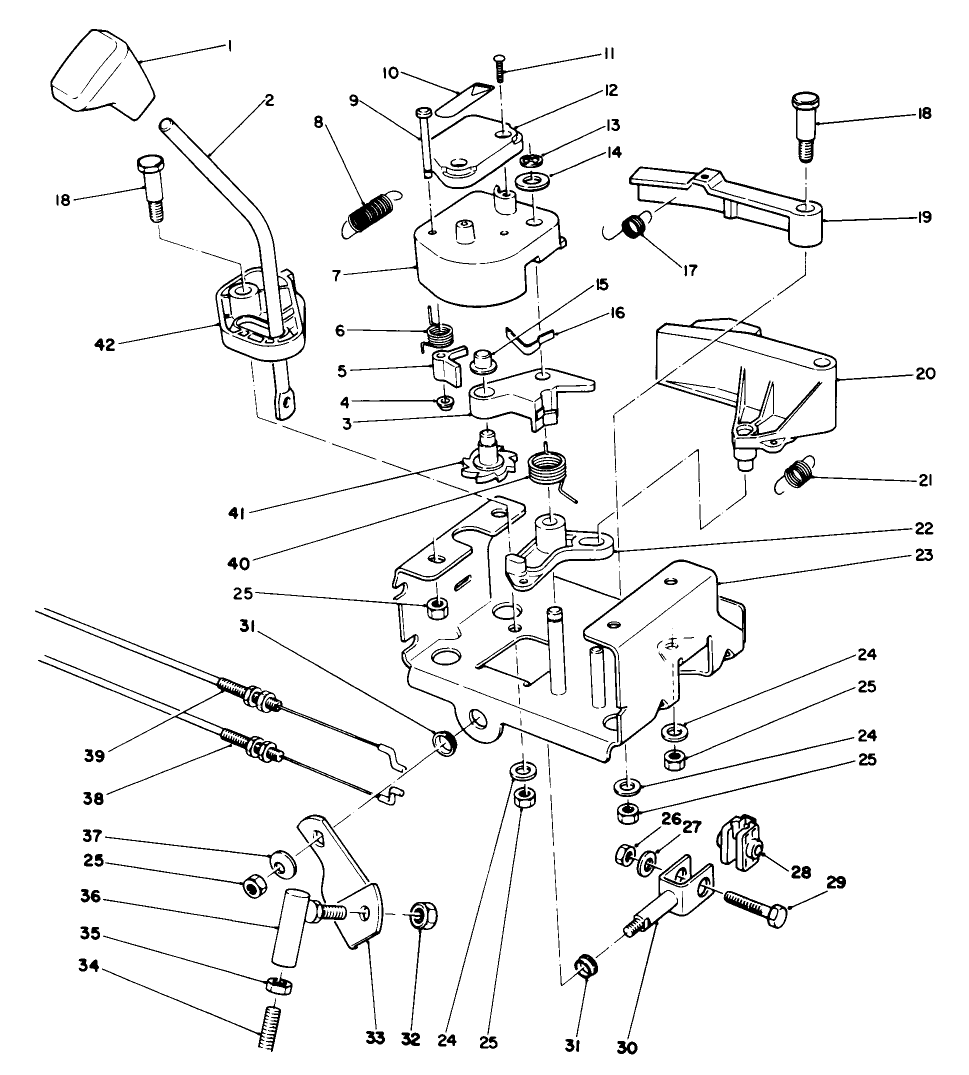 Traction Linkage Assembly Diagram and Parts List for 38505 9000001 - 9999999 Toro Snow Blower