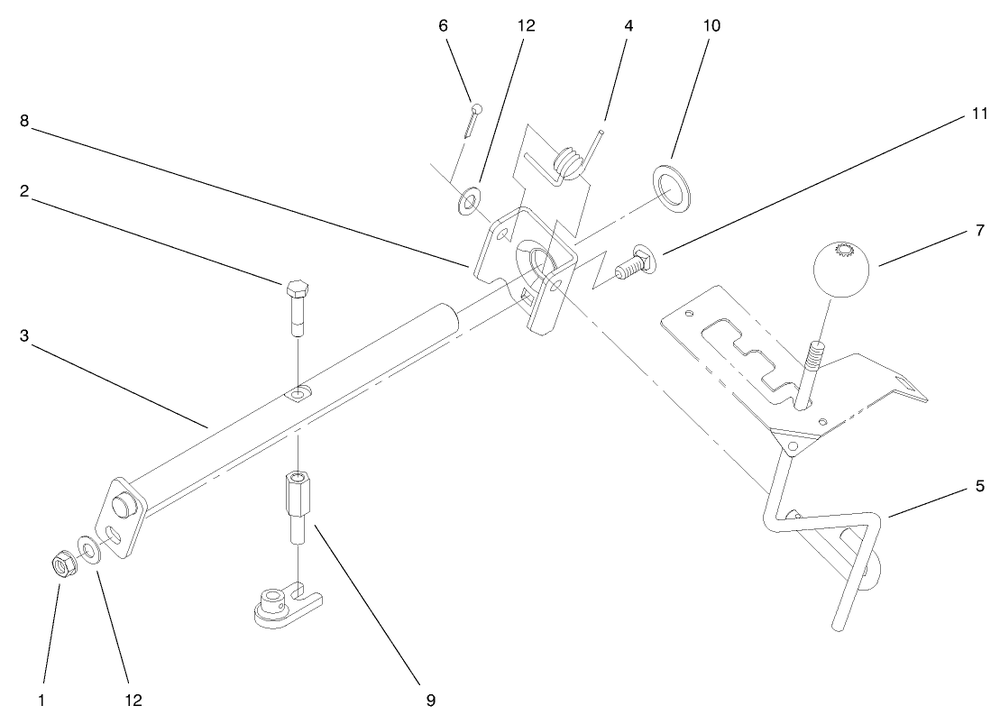 Hi-Lo Shift Assembly Diagram and Parts List for 73580 9900001 - 9999999 Toro Lawn Tractor