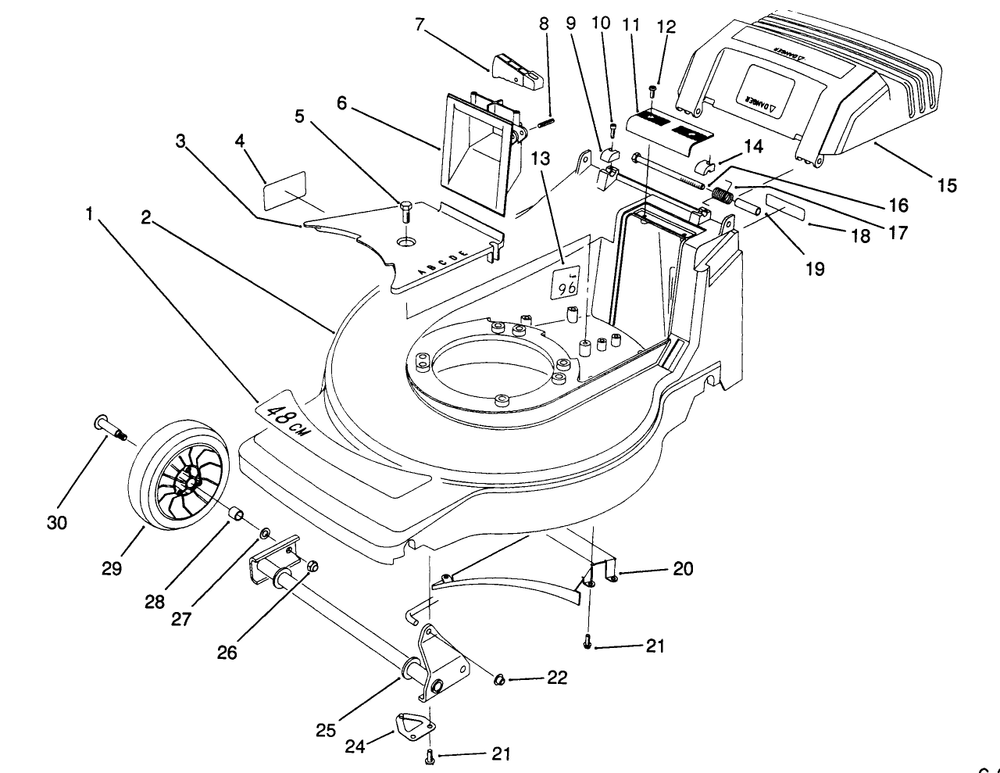 Housing Assembly (Model No. 20911b) Diagram and Parts List for 20916B 1000001 - 1999999 Toro Lawn Mower