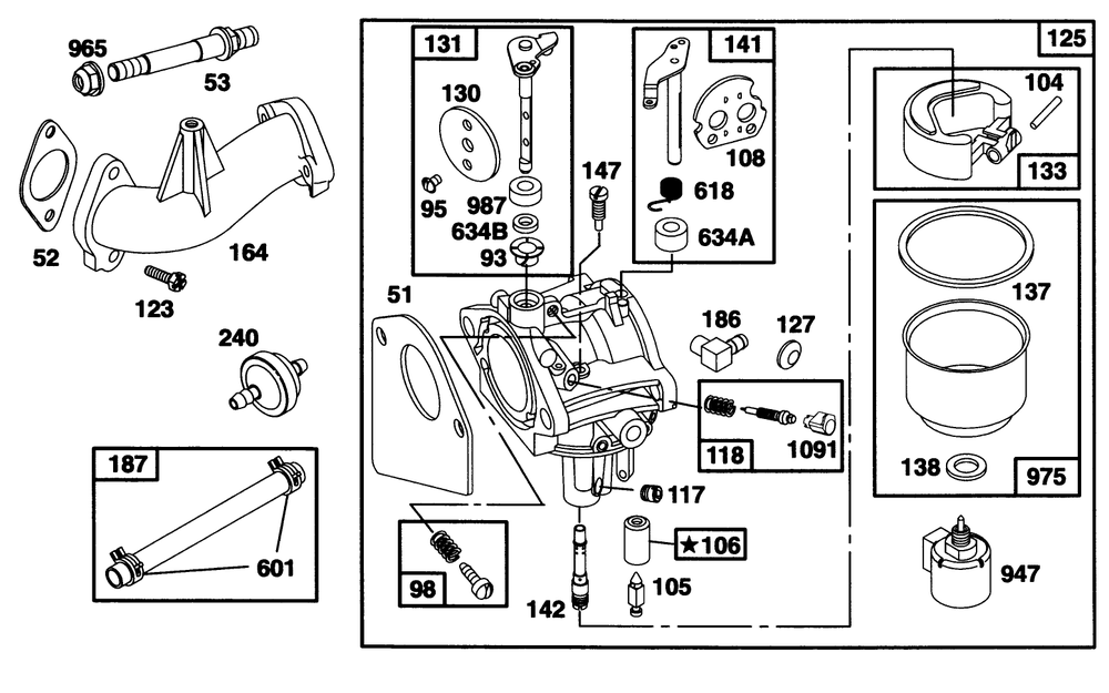 Engine Briggs & Stratton Model 28q777-0668-A1 Diagram and Parts List for 71218 6900001 - 6999999 Toro Lawn Tractor
