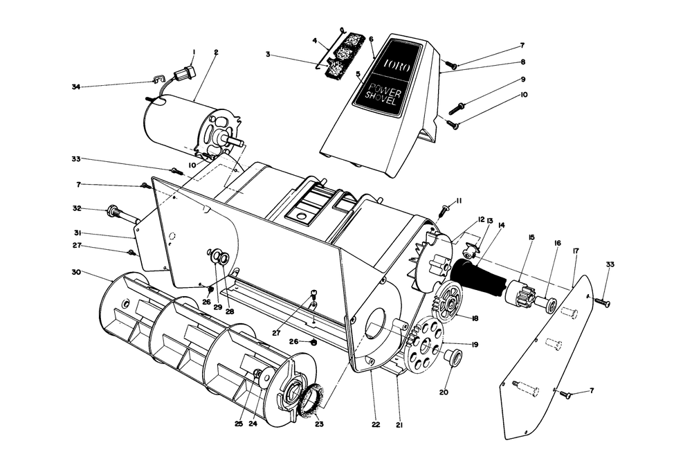 Rotor Housing Assembly Diagram and Parts List for 38305 1090101 - 1999999 Toro Snow Blower
