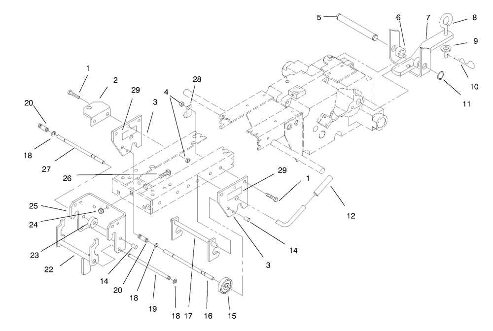 Hitch Assembly Diagram and Parts List for 73441 7900001 - 7999999 Toro Lawn Tractor
