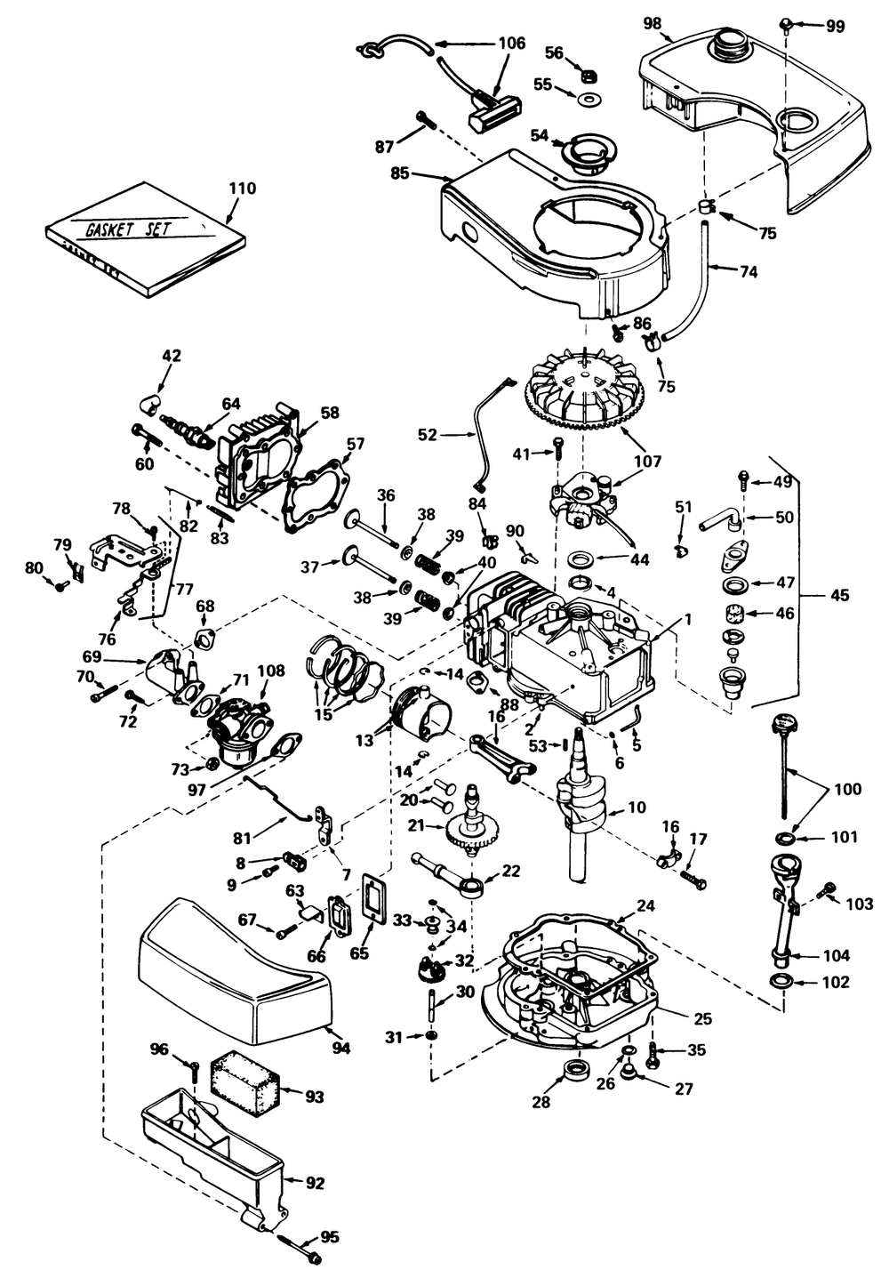 Engine Tecumseh Model No. Tnt 100-10056a (Mower Model No. 21738) Diagram and Parts List for 21658 8000001 - 8999999 Toro Lawn Mower