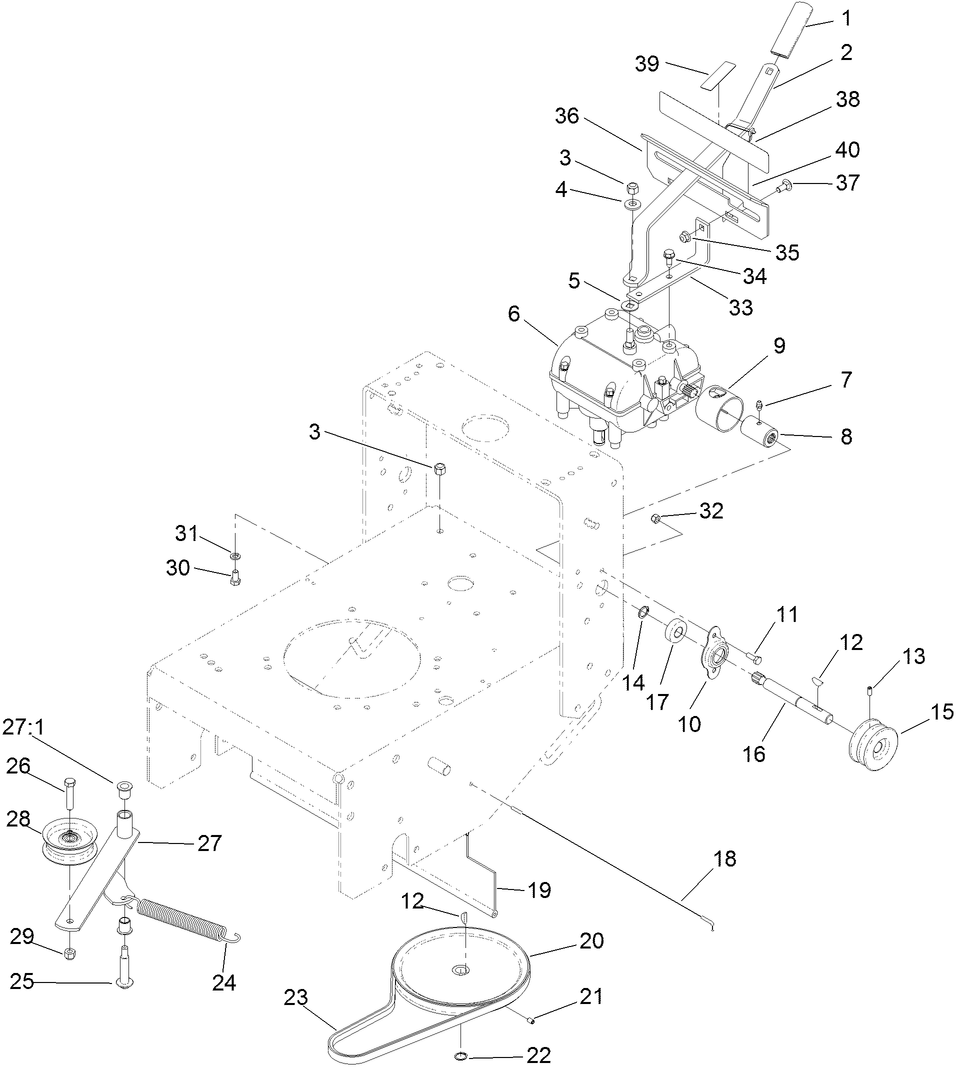 Transmission Drive Assembly Diagram and Parts List for 30070 404320000-999999999 Toro Lawn Mower