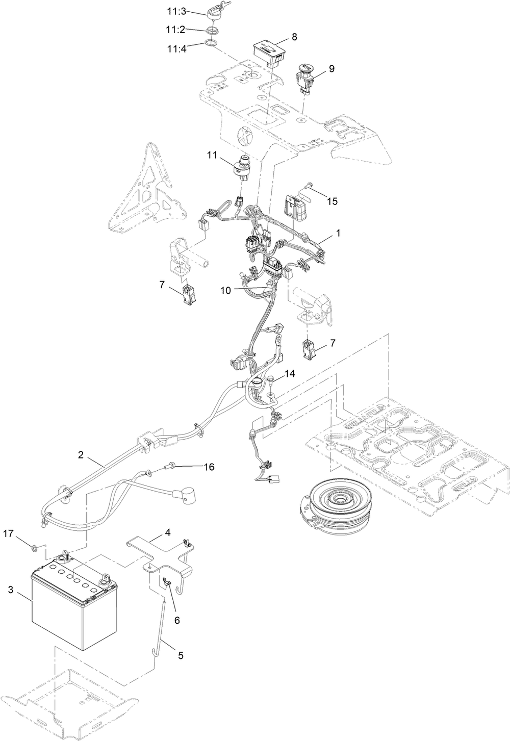 Electrical Assembly Diagram and Parts List for 74532 400000000 - 417099999 Toro Lawn Tractor
