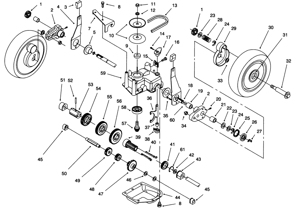 Gear Case Assembly Diagram and Parts List for 20764B 49000001 - 49999999 Toro Lawn Mower
