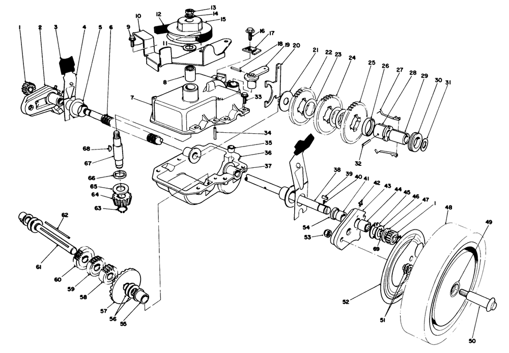 Gear Case Assembly Diagram and Parts List for 20695 7000001 - 7999999 Toro Lawn Mower