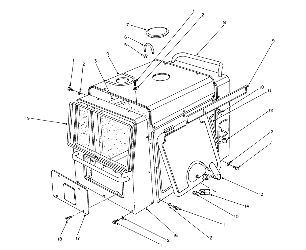 Engine Cover Assembly Diagram and Parts List for 62040 4000001 - 4999999 Toro Generator