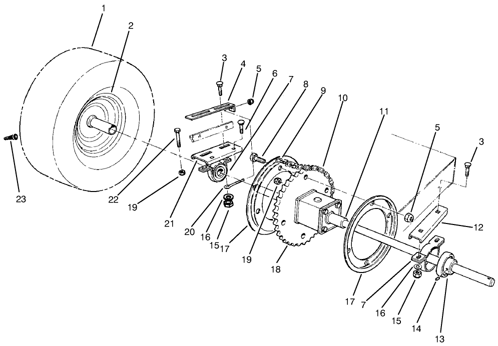Rear Axle Assembly Diagram and Parts List for 70060 59000001 - 59999999 Toro Lawn Tractor