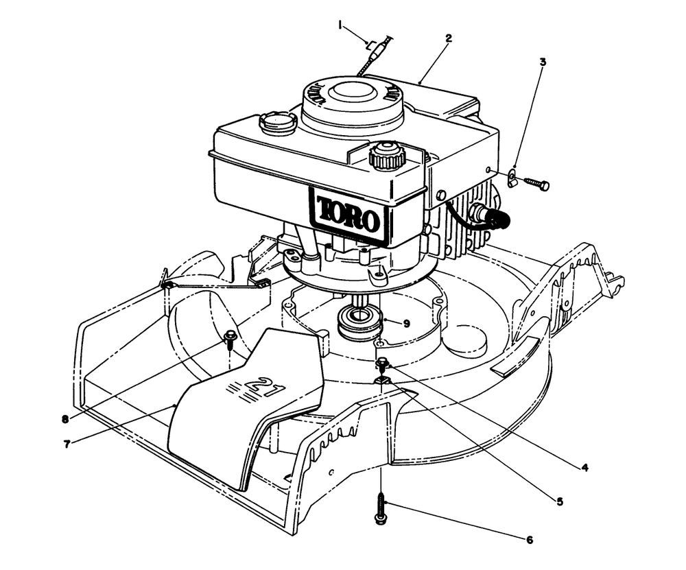Engine Assembly Diagram and Parts List for 16775 8022966 - 8999999 Toro Lawn Mower