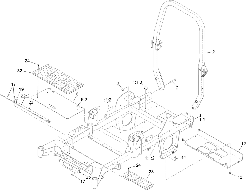 Frame Assembly Diagram and Parts List for 74010HD 417200000 - 418028709 Toro Lawn Tractor