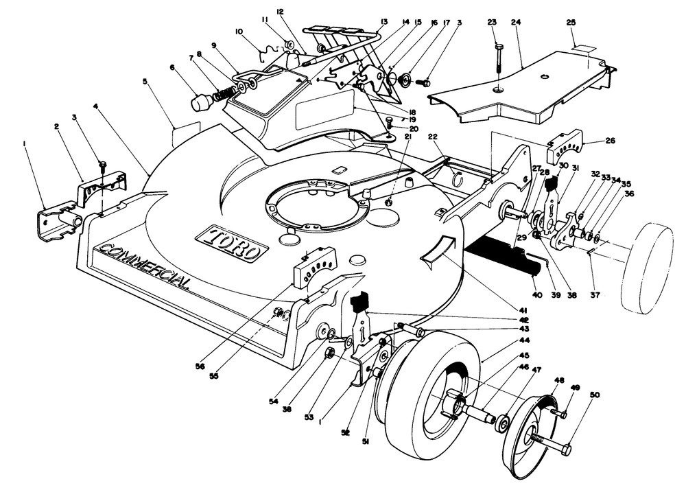 Housing Assembly Diagram and Parts List for 22525 8000001 - 8999999 Toro Lawn Mower