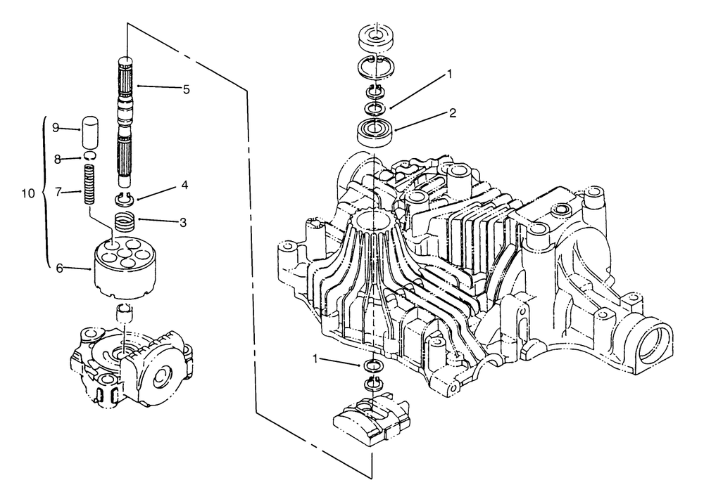 Pump Shaft Diagram and Parts List for 72042 5900001 - 5900796 Toro Lawn Tractor