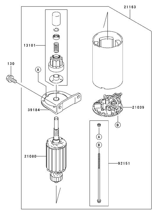 Starter Assembly Diagram and Parts List for 74416 (250000001-250005000)(2005) Toro Lawn Mower