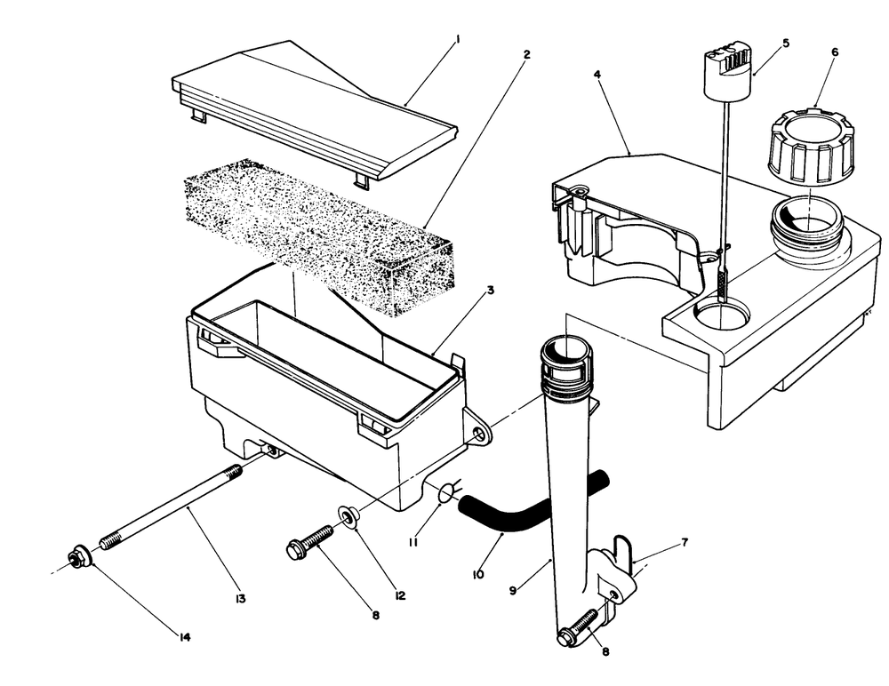 Air Cleaner & Fuel Tank Assembly (Model No. Vmf5 & Vmg6) Diagram and Parts List for 20622 7000001 - 7999999 Toro Lawn Mower