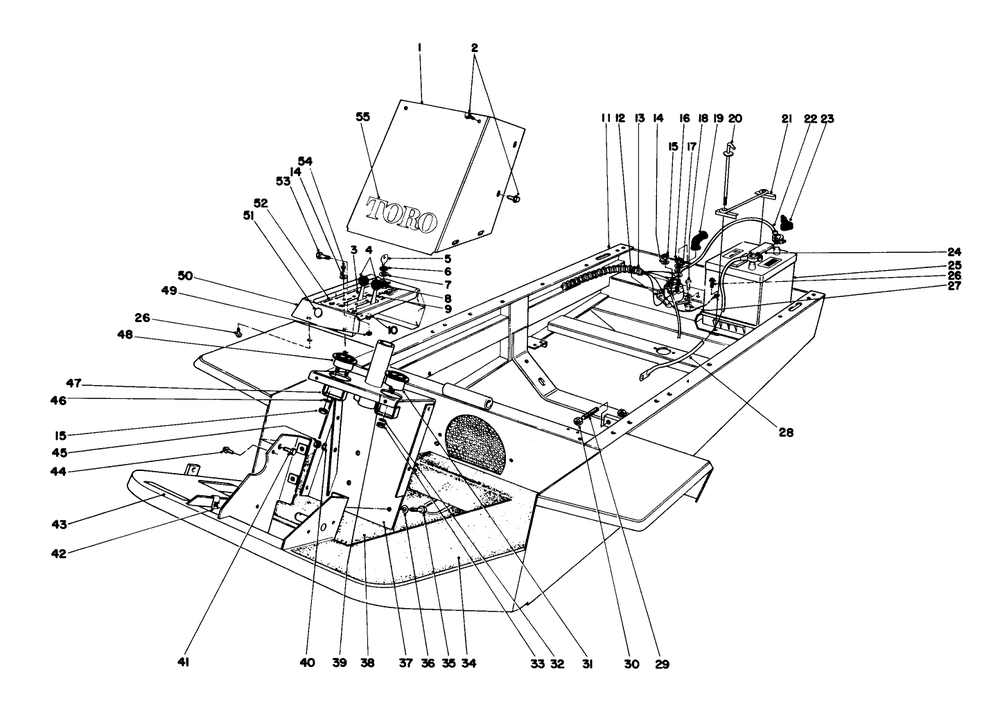 Instrument Panel And Steering Post Assembly Diagram and Parts List for 30775 600001 - 699999 Toro Lawn Tractor
