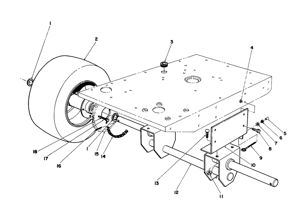 Rear Wheel & Axle Assembly Diagram and Parts List for 55600 9000001 - 9999999 Toro Lawn Tractor