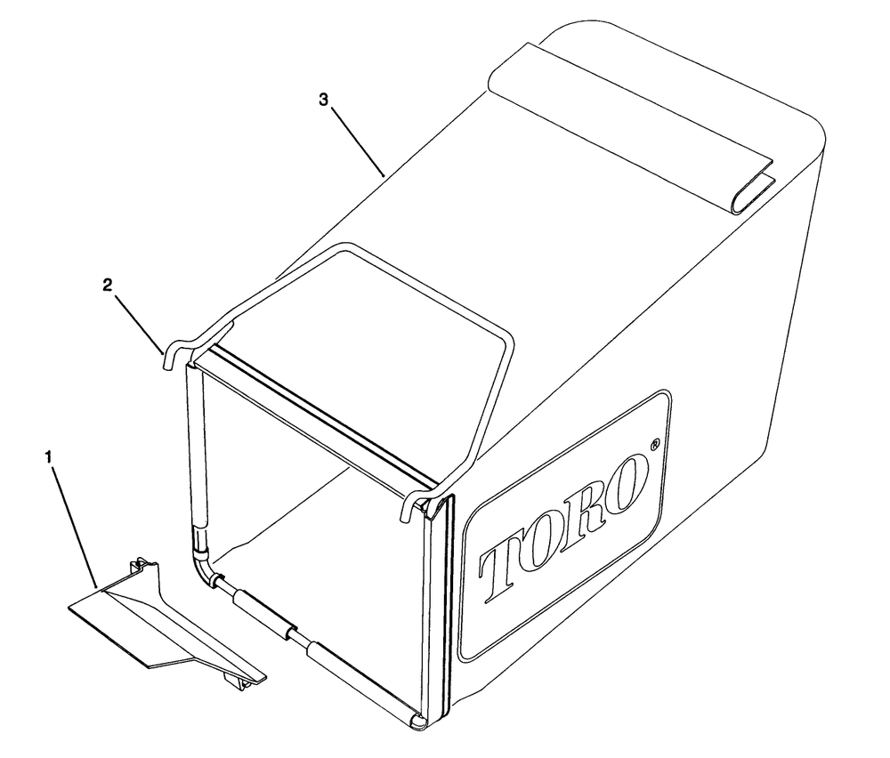 Grass Bag Assembly Diagram and Parts List for 20926B 2000001 - 2999999 Toro Lawn Mower