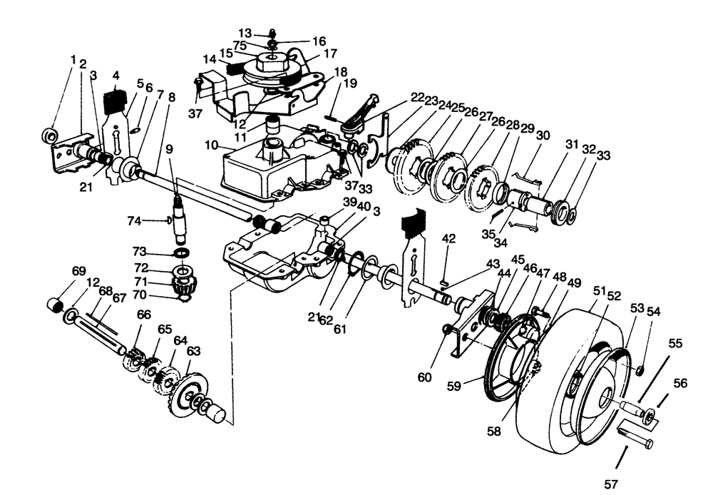 Gear Case Assembly Diagram and Parts List for 22040 4900001 - 4999999 Toro Lawn Mower